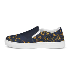 Women’s Slip Canvas Shoes Gold Pattern Glam Style - Dipaliz - Sneakers