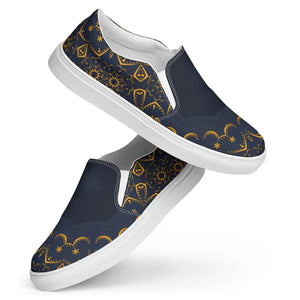Women’s Slip Canvas Shoes Gold Pattern Glam Style - Dipaliz - Sneakers