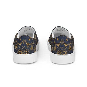 Women’s Slip Canvas Shoes Gold Pattern Glam Style - Dipaliz - Sneakers