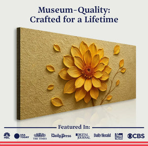 Golden Dandelion Canvas Minimalist Abstract Wall Art Dipaliz - Paintings