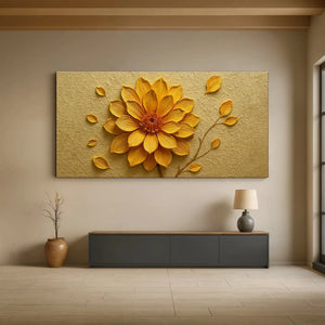 Golden Dandelion Canvas Minimalist Abstract Wall Art Dipaliz - Paintings
