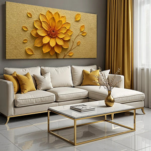 Golden Dandelion Canvas Minimalist Abstract Wall Art Dipaliz - Paintings