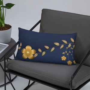 Navy Blue Basic Pillow – Golden Flower Polyester - Dipaliz - Throw Pillows
