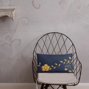 Navy Blue Basic Pillow – Golden Flower Polyester - Dipaliz - Throw Pillows