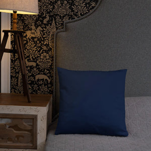 Navy Blue Basic Pillow – Golden Flower Polyester - Dipaliz - Throw Pillows