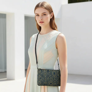 Golden Geometric Crossbody - Faux Leather Zip-top Closure - Dipaliz - Cross Body Bags