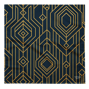 Navy Blue All-over Print Bandana - Golden Geometric - Dipaliz - Bandanas & Headties