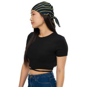Navy Blue All-over Print Bandana - Golden Geometric - Dipaliz - Bandanas & Headties