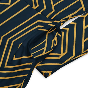 Golden Geometric Long Sleeve Midi Dress - Dipaliz - Dresses