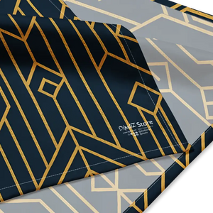 Navy Blue All-over Print Bandana Golden Geometric Pattern - Dipaliz - Bandanas & Headties