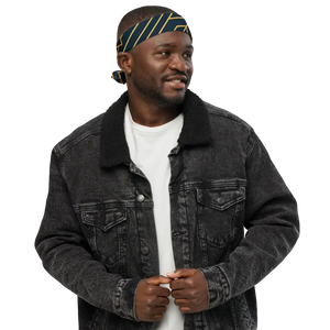 Navy Blue All-over Print Bandana Golden Geometric Pattern - Dipaliz - m - Bandanas & Headties