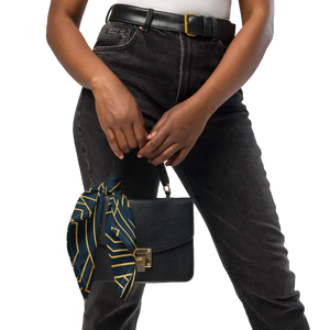 Navy Blue All-over Print Bandana Golden Geometric Pattern - Dipaliz - s - Bandanas & Headties