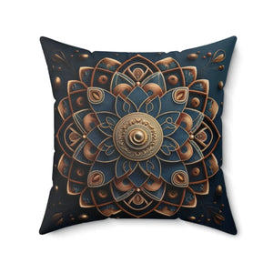 Golden Geometrical Mandal – Polyester Cover - Dipaliz - Throw Pillows