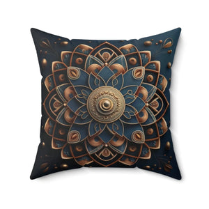 Golden Geometrical Mandal – Polyester Cover - Dipaliz - Throw Pillows