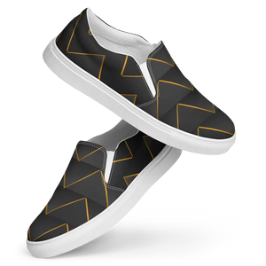 Canvas Shoes Gold Pattern Grey Men’s Slip on - Dipaliz - Sneakers