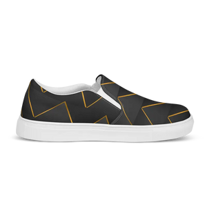 Canvas Shoes Gold Pattern Grey Men’s Slip on - Dipaliz - Sneakers