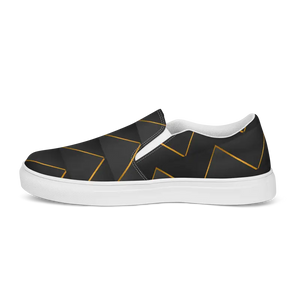 Canvas Shoes Gold Pattern Grey Men’s Slip on - Dipaliz - Sneakers