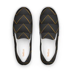 Canvas Shoes Gold Pattern Grey Men’s Slip on - Dipaliz - Sneakers