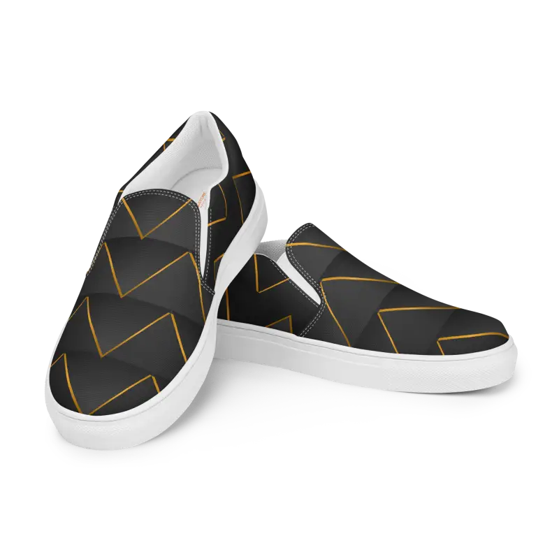 Golden Glitz: Stylish Gold Pattern Canvas Shoes for Men