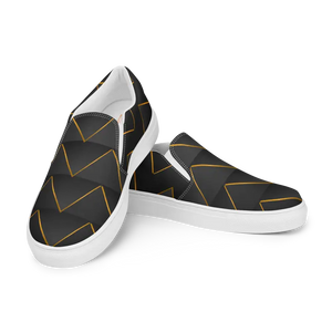 Canvas Shoes Gold Pattern Grey Men’s Slip on - Dipaliz - Sneakers