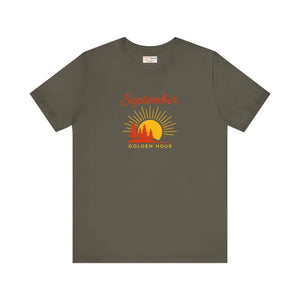 Golden Hour September Tee Ring-spun Cotton Nature Lover Gift - Dipaliz - Army / s - T-shirts
