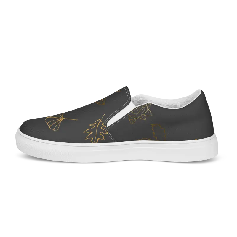 Rock your Outfit with Women’s Golden Leaf Canvas Slip-ons - Shoes