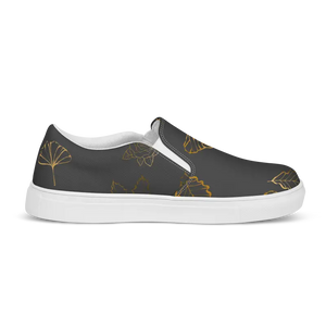 Canvas Shoes Women’s Slip on Golden Leaves Comfort Style - Dipaliz - Sneakers