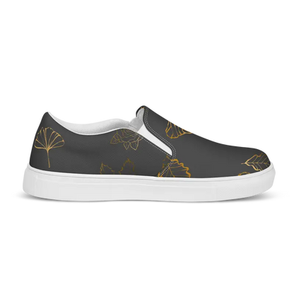 Rock your Outfit with Women’s Golden Leaf Canvas Slip-ons - Shoes