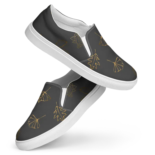 Rock your Outfit with Women’s Golden Leaf Canvas Slip-ons - Shoes