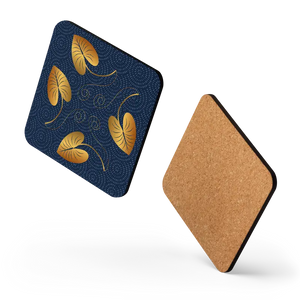 Heat Resistant Cork Back Coaster Golden Leaves Design - Dipaliz - Coasters