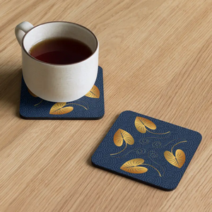 Heat Resistant Cork Back Coaster Golden Leaves Design - Dipaliz - Coasters