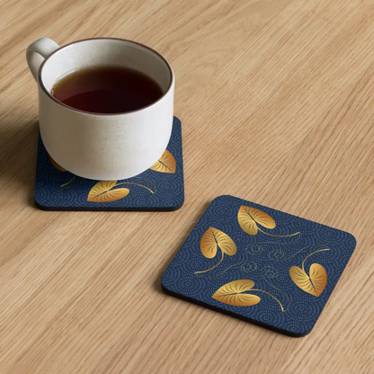 Transform your Home with Golden Leaves Heat Resistant Cork Coasters - Kitchen and Dining