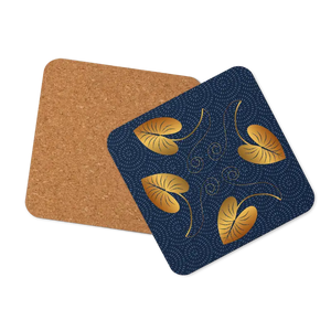 Heat Resistant Cork Back Coaster Golden Leaves Design - Dipaliz - Coasters