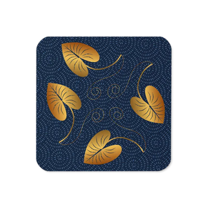 Heat Resistant Cork Back Coaster Golden Leaves Design - Dipaliz - Coasters