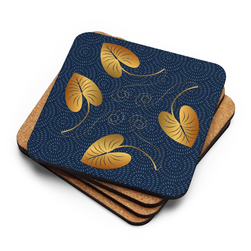 Transform your Home with Golden Leaves Heat Resistant Cork Coasters - Kitchen and Dining