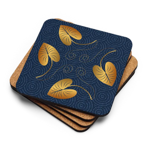 Heat Resistant Cork Back Coaster Golden Leaves Design - Dipaliz - Coasters