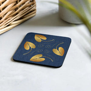 Heat Resistant Cork Back Coaster Golden Leaves Design - Dipaliz - Coasters