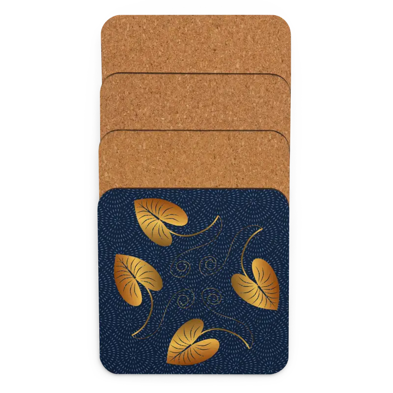 Transform your Home with Golden Leaves Heat Resistant Cork Coasters - Kitchen and Dining