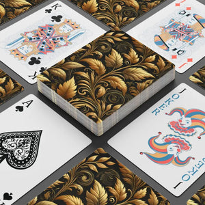 Golden Leaves Poker 300gsm Premium Card Deck - Dipaliz - 2.5’’ x 3.5’’ / White / Semi Glossy - Games