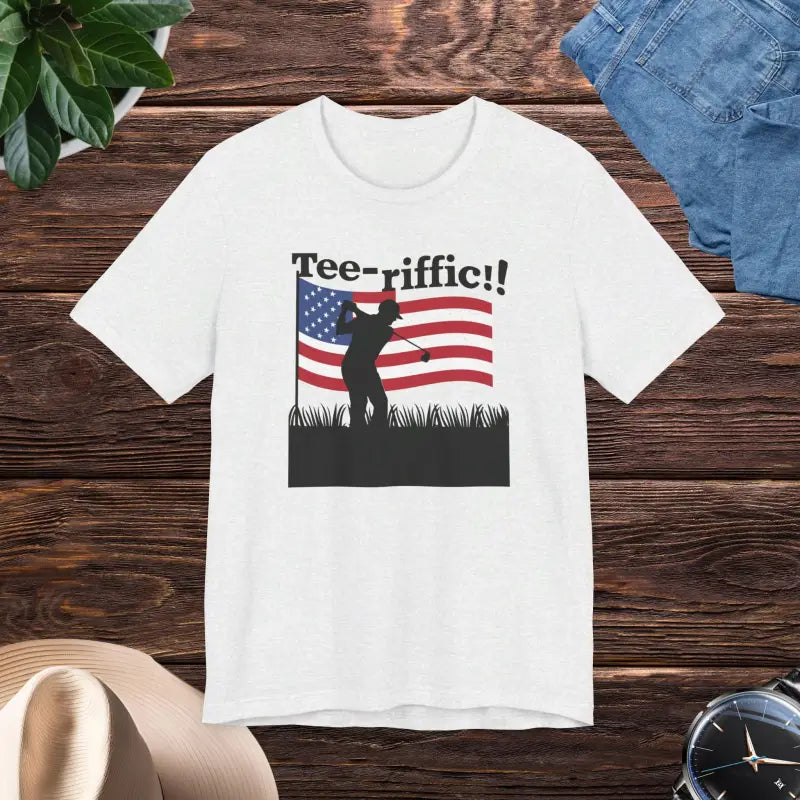 Tee-rific Unisex Jersey: 4th of July Golfing Short Sleeve - Ash / s T-shirt