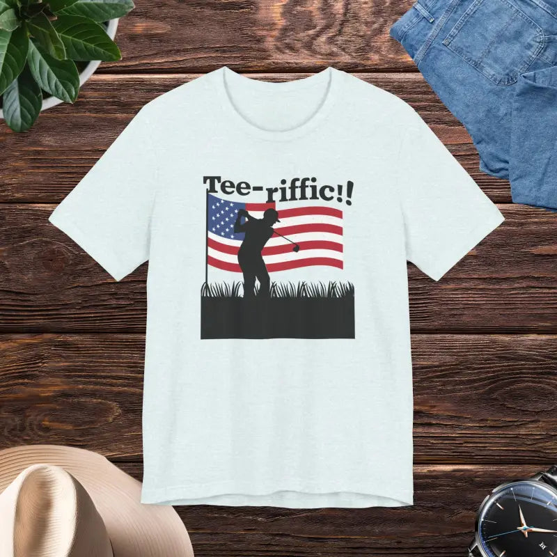 Tee-rific Unisex Jersey: 4th of July Golfing Short Sleeve - Heather Ice Blue / s T-shirt