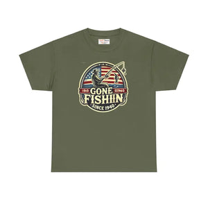 Fishing Unisex Heavy Cotton Tee - Adventure Ready Style - Dipaliz - Military Green / s - T-shirts