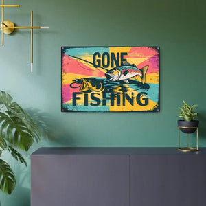 Fishing Metal Art Sign - Matte Finish 3mm White Aluminum - Dipaliz - Novelty Signs