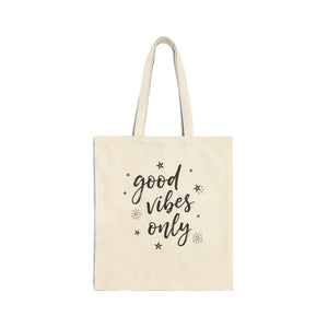 Bags - Good Vibes Cotton Canvas Tote with Uplifting Design - Dipaliz Natural / 15’’ x 16’’