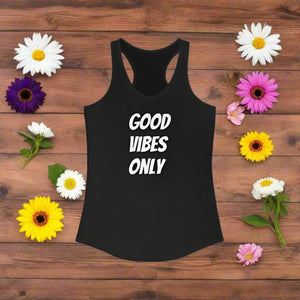 Slim Good Vibes Racerback Tank - Sporty Scooped Neckline - Dipaliz - Tops - Xs