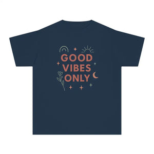 Good Vibes Youth Tee Everyday Comfort Soft Cotton - Dipaliz - True Navy / Xs - T-shirts