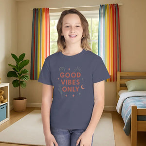 Good Vibes Youth Tee Everyday Comfort Soft Cotton - Dipaliz - Denim / Xs - T-shirts