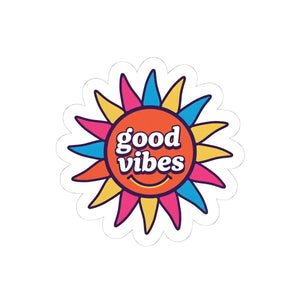 Good Vibes Sun Sticker Colorful Retro Floral Kiss-cut - Decorative Stickers
