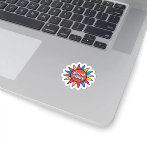 Good Vibes Sun Sticker Colorful Retro Floral Kiss-cut - Decorative Stickers