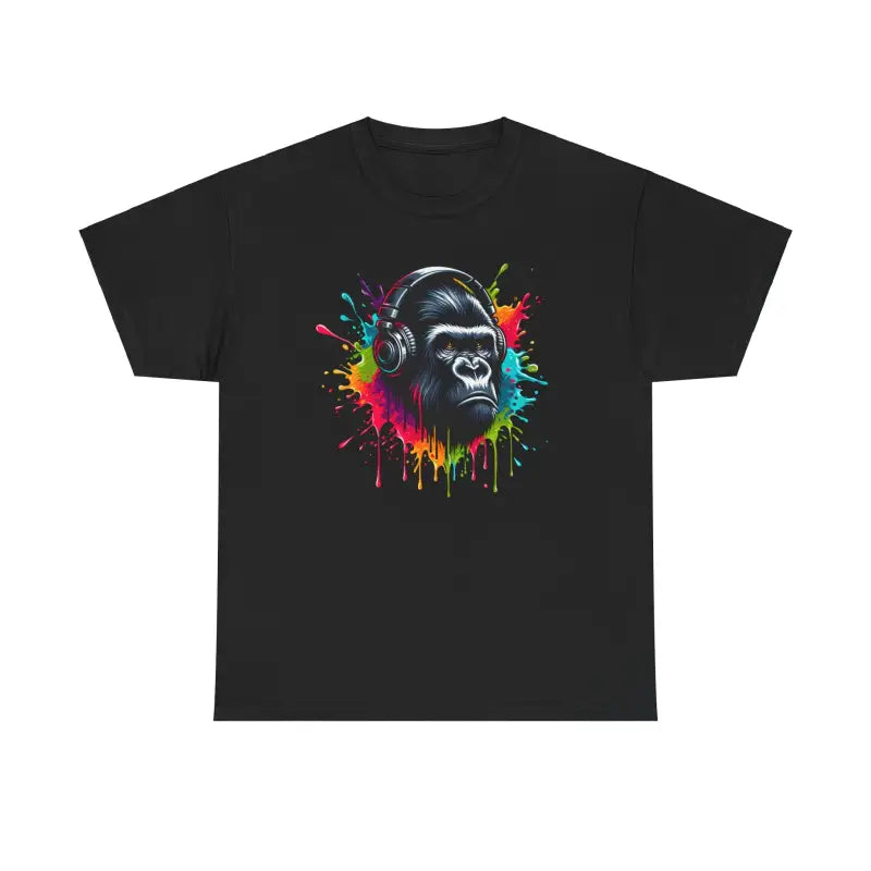 Unleash Style with the Colorful Gorilla Headphones Cotton Tee - T-shirt